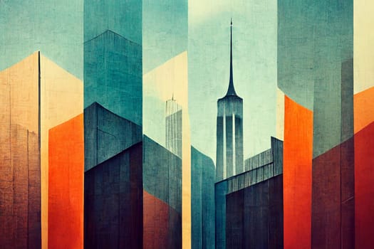 Color intuitions from New York. Abstract architecture in New York City. Digital art