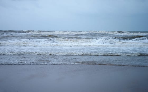 Sea Waves Crushing On Ocean Floor. Nature Background. Focus on Foreground. Puri, Odisha, India