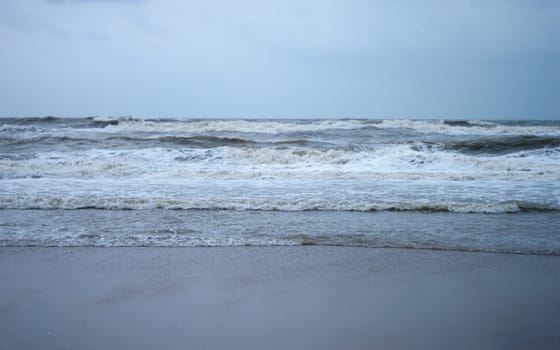 Sea Waves Crushing On Ocean Floor. Nature Background. Focus on Foreground. Puri, Odisha, India