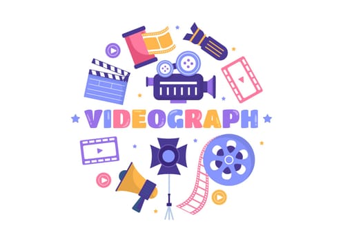 Videographer Services Template Hand Drawn Cartoon Flat Illustration with Record Video Production, Movie, Equipment and Cinema Industry Design