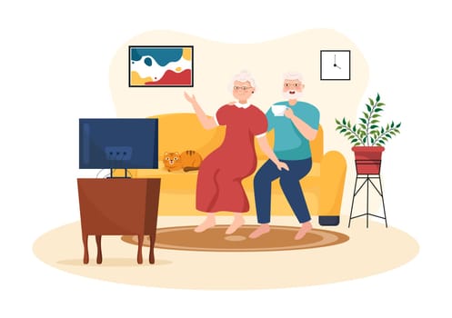 TV Channel Template Hand Drawn Cartoon Flat Illustration Home Entertainment for Watching Movie, Action Film or Breaking News in Television