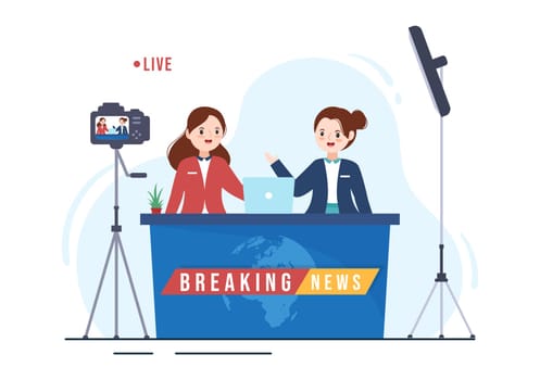 TV Channel Template Hand Drawn Cartoon Flat Illustration Home Entertainment for Watching Movie, Action Film or Breaking News in Television