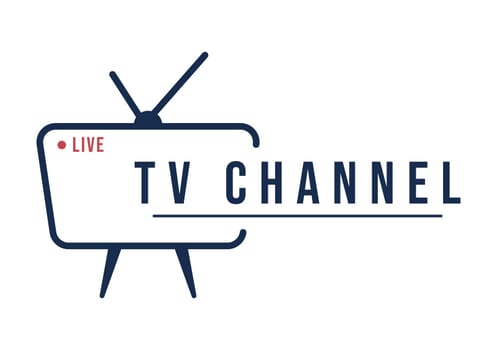 TV Channel Template Hand Drawn Cartoon Flat Illustration Home Entertainment for Watching Movie, Action Film or Breaking News in Television