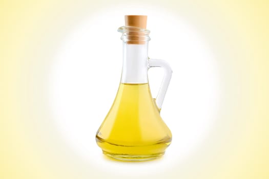 Jar with vegetable oil on circular gradient background