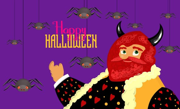 Funny devil. Halloween character. Terrible and terrible devil. Happy Halloween.