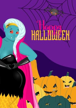 Boo Funny vampire. Halloween character. Scary and terrible vampire. Happy Halloween.