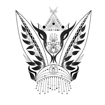 Mystical items icon. Esoteric, boho mystical hand drawn elements. Magic and witchcraft esoteric alchemy. Mystical and magical design with alchemy symbols. Year of the rabbit. symbol of 2023.