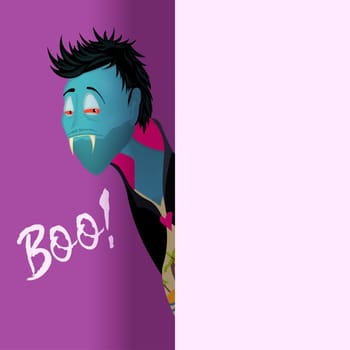 Boo Funny vampire. Halloween character. Scary and terrible vampire. Happy Halloween.