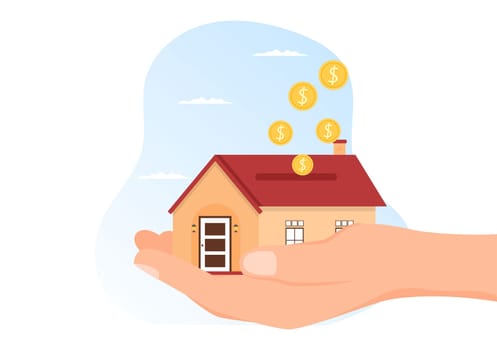 Mortgage Template Hand Drawn Cartoon Flat Illustration of Term Credit Debt by House Loan or Money Investment to Real Estate Property Design