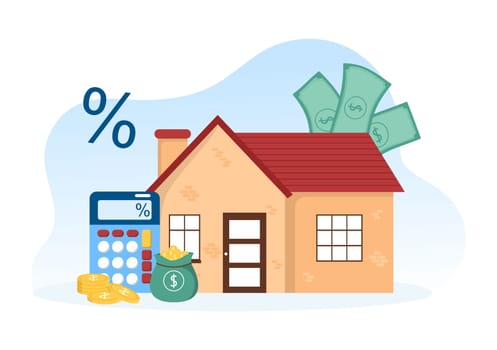 Mortgage Template Hand Drawn Cartoon Flat Illustration of Term Credit Debt by House Loan or Money Investment to Real Estate Property Design