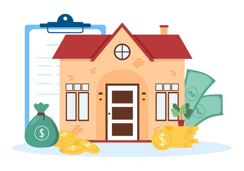 Mortgage Template Hand Drawn Cartoon Flat Illustration of Term Credit Debt by House Loan or Money Investment to Real Estate Property Design