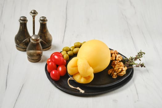Delicious pulled scamorzza cheese on a plate