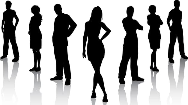 Silhouettes of business people