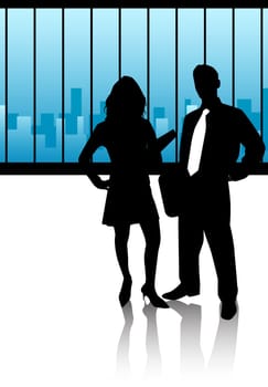 Illustration with business team players.
