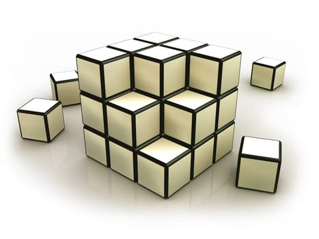 Deconstructed puzzle cube