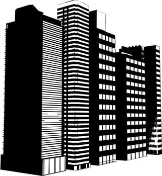 Grungey silhouettes of skyscrapers