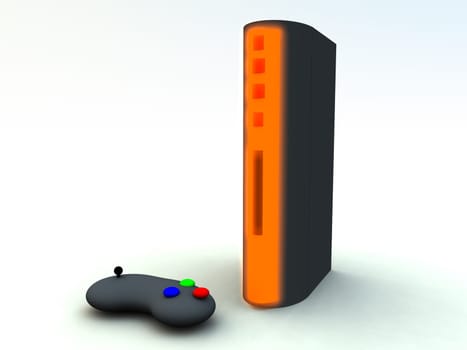 A computer created image of a games console