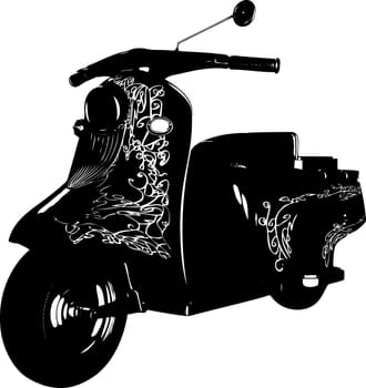 Detailed silhouette of a scooter