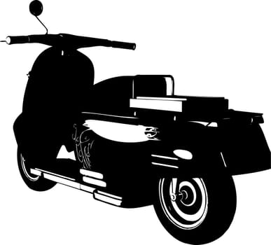 Silhouette of a scooter