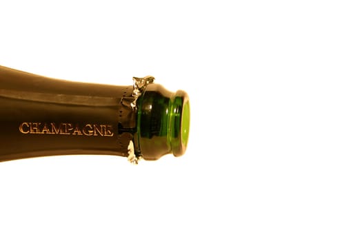 isolated neck of bottle of champagne