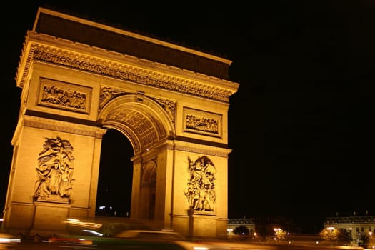 The Arc de triomphe and place de l'etoile in Paris