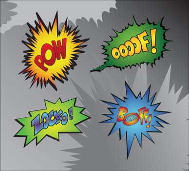 Superhero bashing - comic bubbles of super hero fights