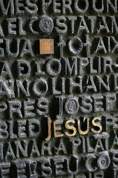 Closeup of the Jesus door in Barcelona.