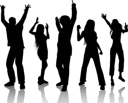 Silhouettes of people dancing