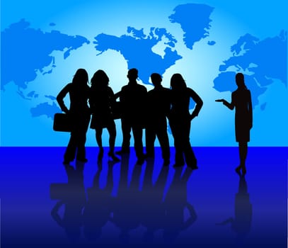 Business team - vector silhouettes