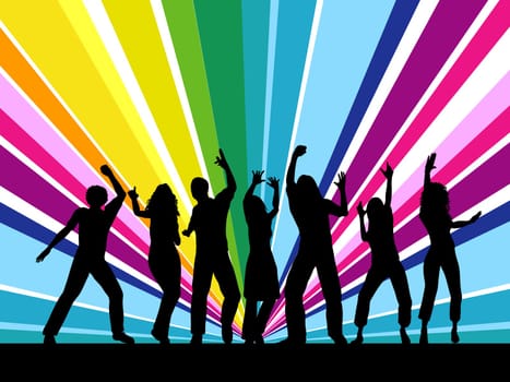 Silhouettes of people dancing