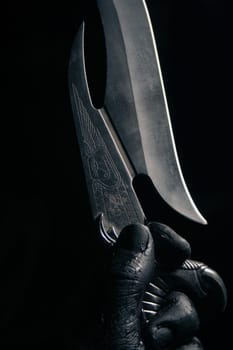 Holding Horus dagger on my painted hand.