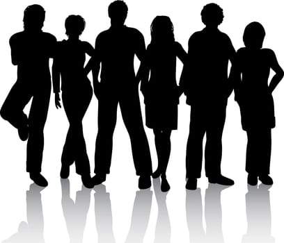 Silhouette of a group of people