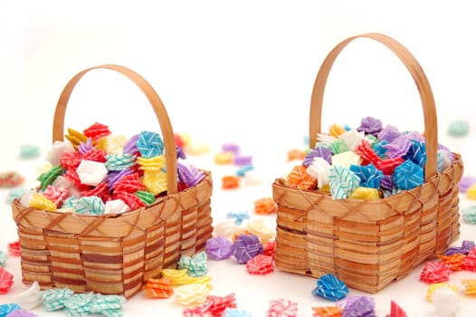 a pair of basket and stars (folding from colorful plastic sheet)