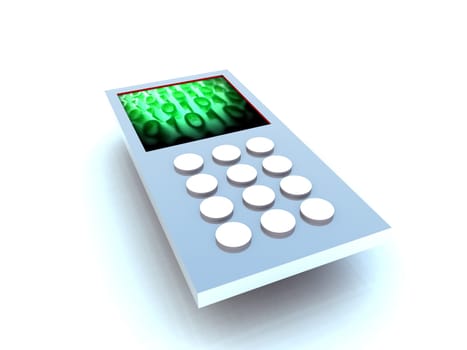 A computer created image of a mobile phone.