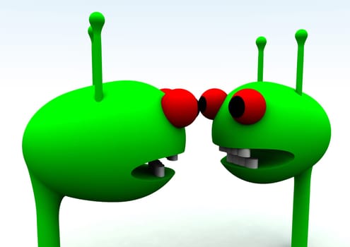 A computer created image of a pair of  traditional little green man.