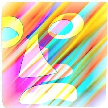 Face of humanity hiding behind the colorful illumination