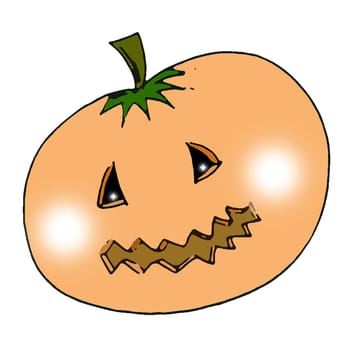 Graphic illustration of a Halloween pumpkin face.