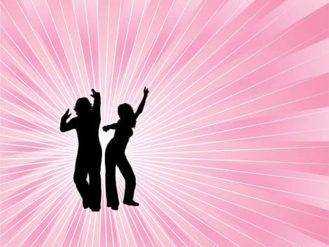 Silhouettes of people dancing