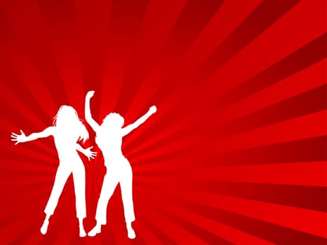 Silhouettes of females dancing