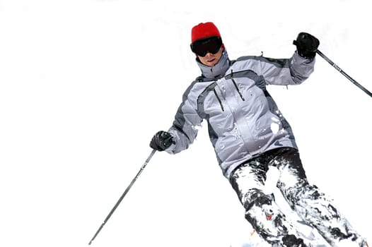 Skier, isolated background