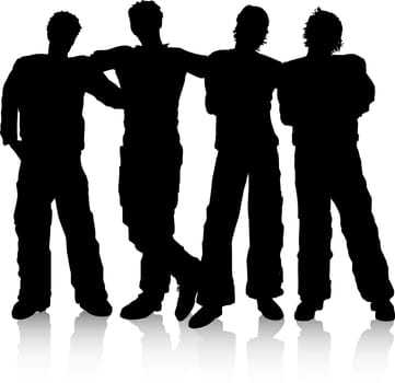 Silhouettes of male best friends