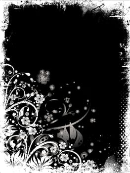 Floral design on grunge background