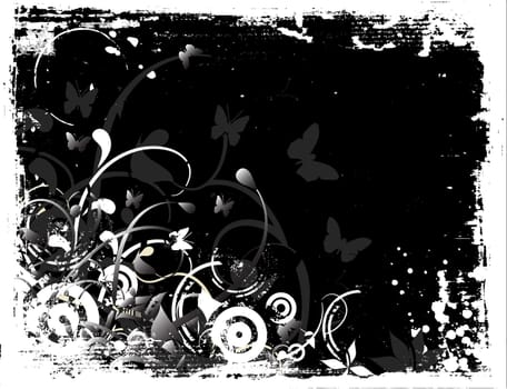 Floral design on grunge background