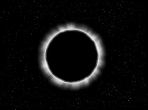 Illustration about a planet eclipse in a starry sky