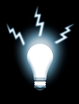Illustration about white light from a light bulb as man genial idea
