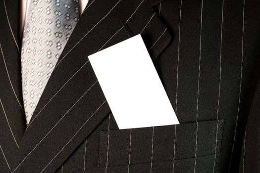 Business man with white card