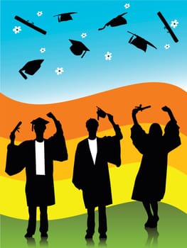 illustration of  graduates, silhouettes