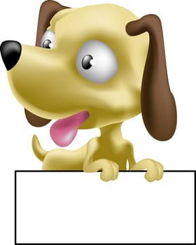 a cute puppy dog with sign for you to write whatever you wish on