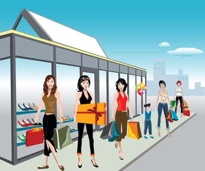 detailed illustration of shopping