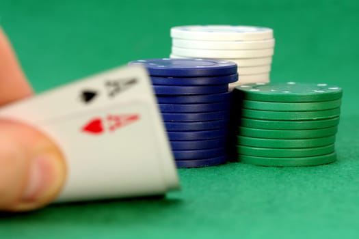 Aces and poker chips